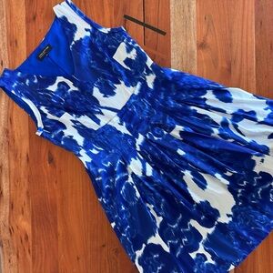 Jones New York Vibrant Blue and White Midi Dress